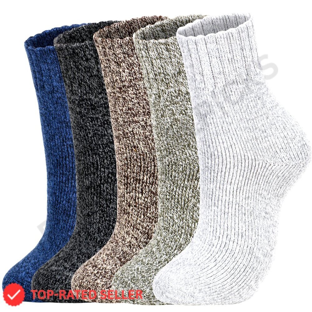 Wool Crew Socks Thick Knit Thermal Cozy Winter Boot Hiking Outdoor Unisex